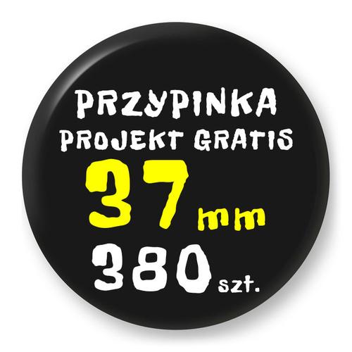 Przypinka Reklamowa z Twoim Wzorem / Logo / Foto - 37 mm - Komplet 380 szt.